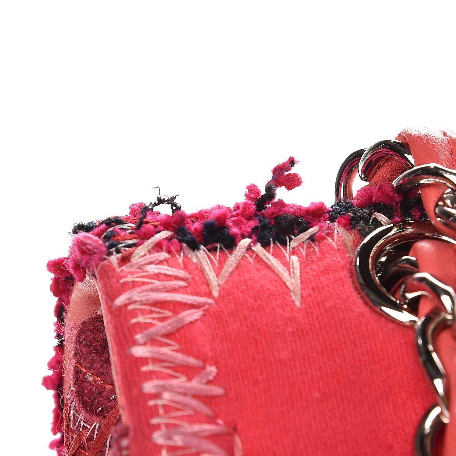 Chanel Tweed Patchwork Jumbo Single Flap Pink 9 of 10