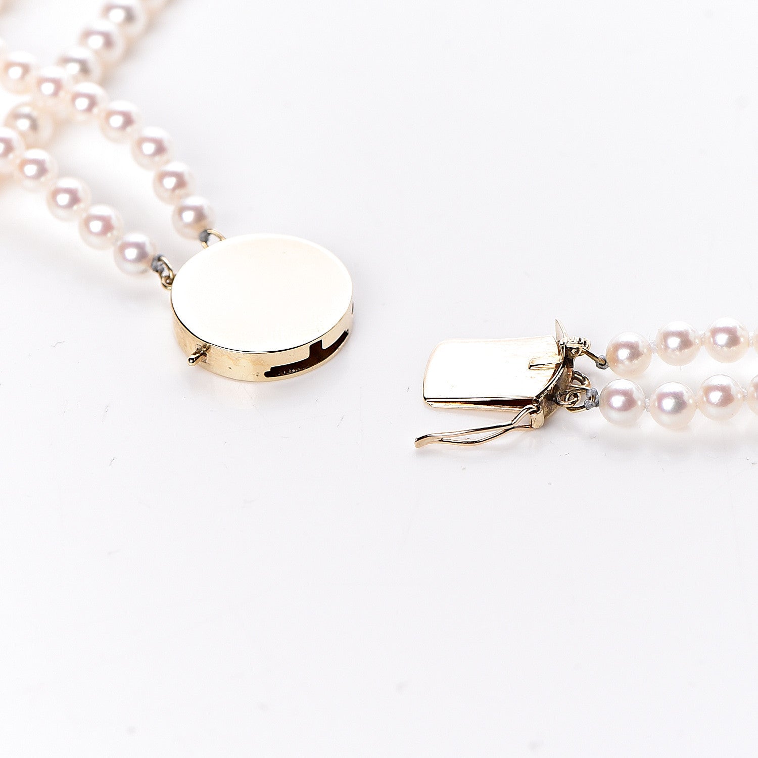Mikimoto 14K Yellow Gold Akoya Pearl 4-4.5mm Double Strand Necklace 28" 6 of 6