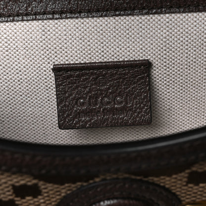 Gucci Monogram Jumbo GG Textured Dollar Calfskin Mini Horsebit 1955 Shoulder Bag Camel Ebony New Acero 6 of 11