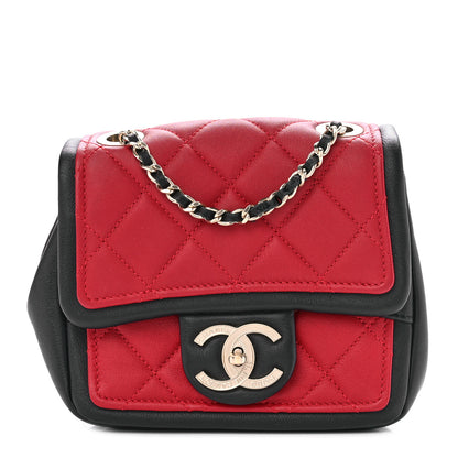 Chanel Lambskin Quilted Mini Graphic Flap Bag Red Black 1 of 9