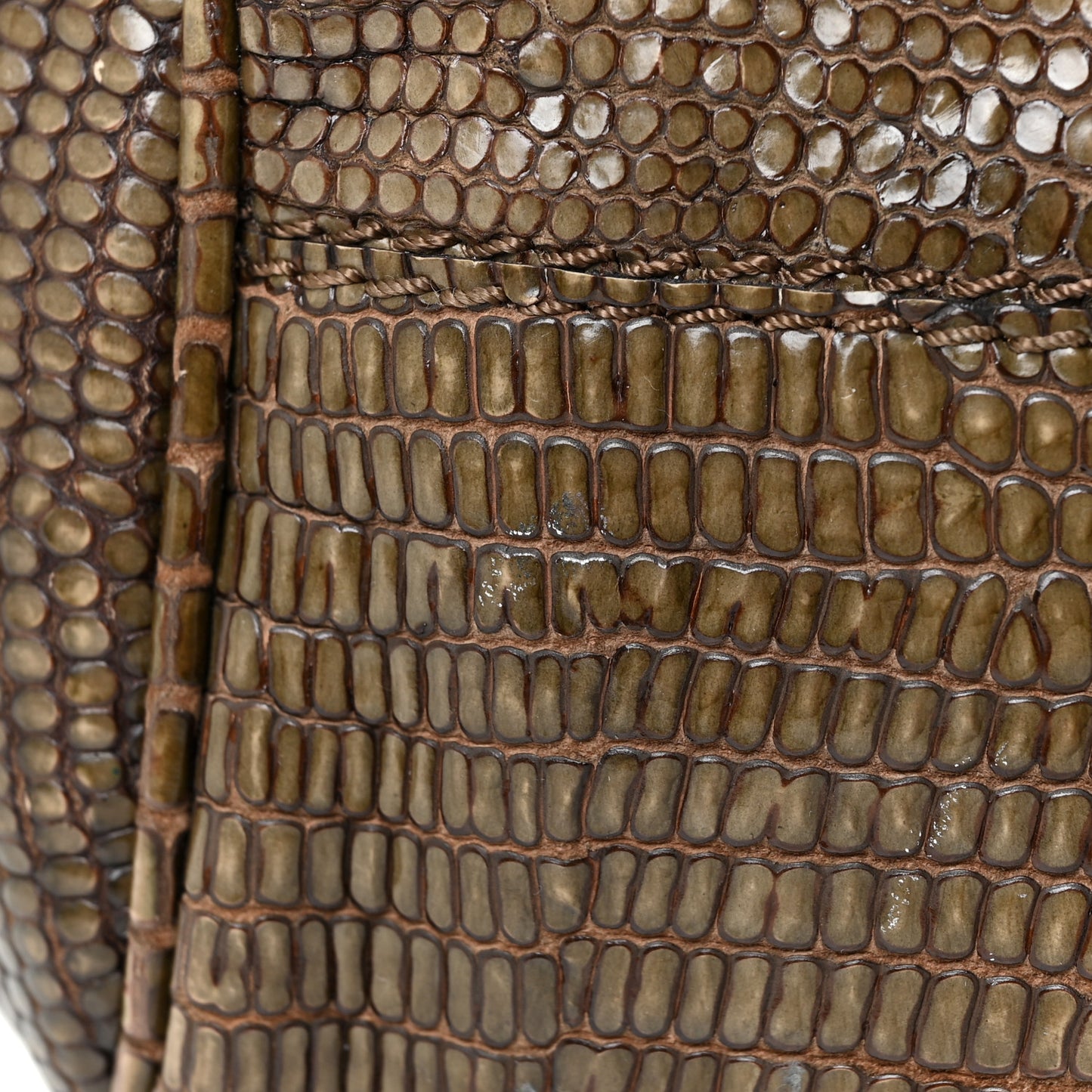 Lizard Embossed Calfskin Riki Bag Green