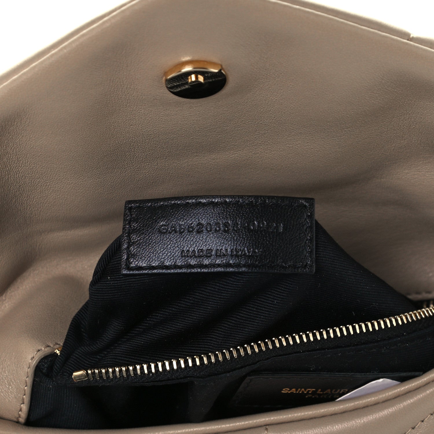 Saint Laurent Lambskin Quilted Toy Loulou Puffer Monogram Chain Satchel Dark Beige 8 of 11