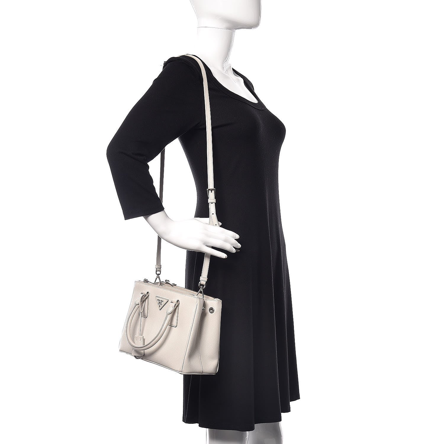 Prada Saffiano Lux Mini Double Zip Galleria Tote Talco 2 of 12
