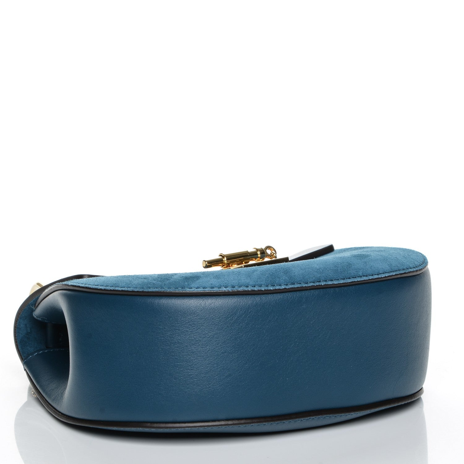 Chloe Suede Smooth Calfskin Mini Drew Shoulder Bag Majolica Blue