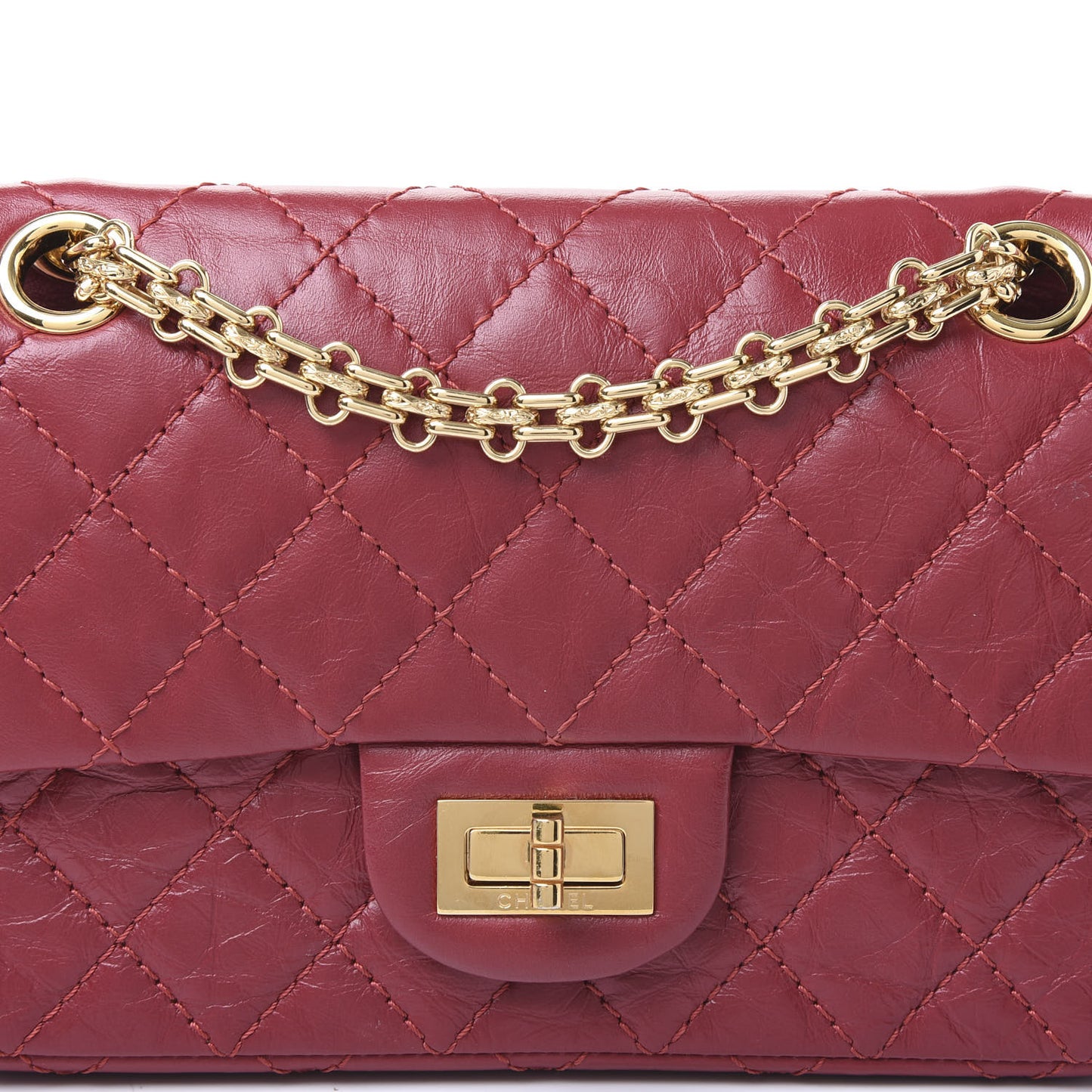 Aged Calfskin Quilted 2.55 Reissue Mini Flap Red
