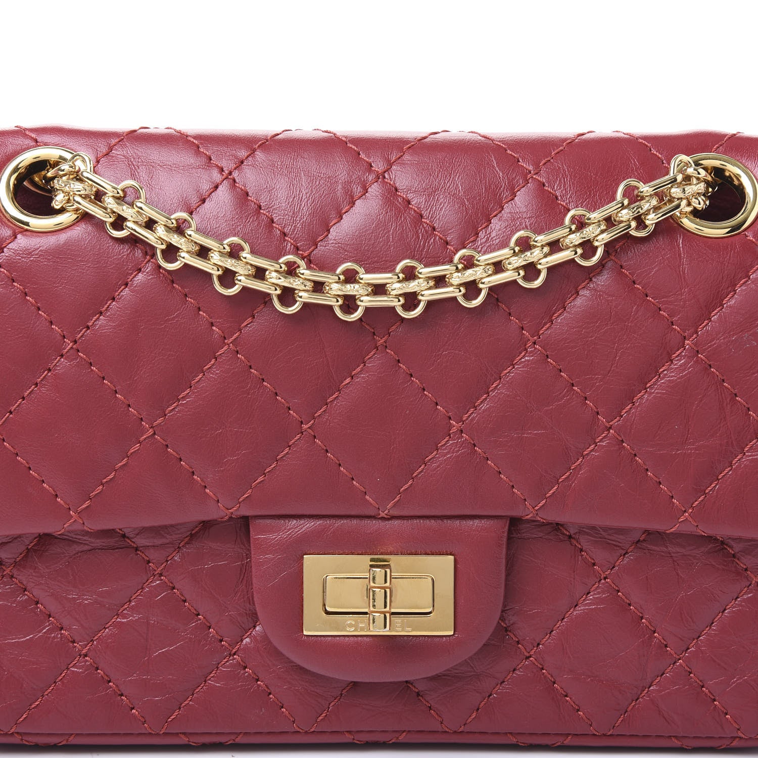 Chanel Aged Calfskin Quilted 2.55 Reissue Mini Flap Red 7 of 10