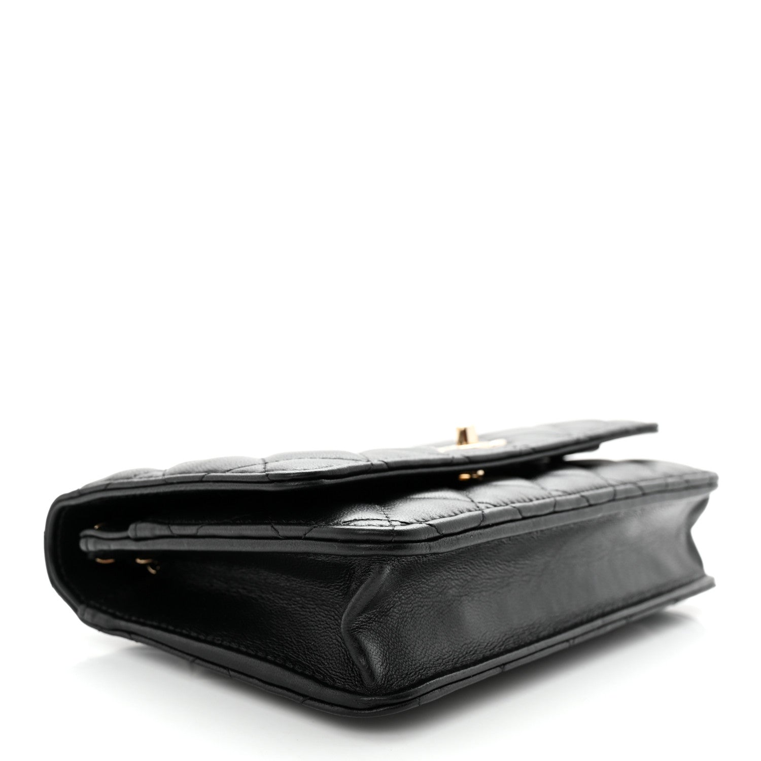 Chanel Lambskin Enamel Quilted Pearl Crush Wallet On Chain WOC Black 4 of 15