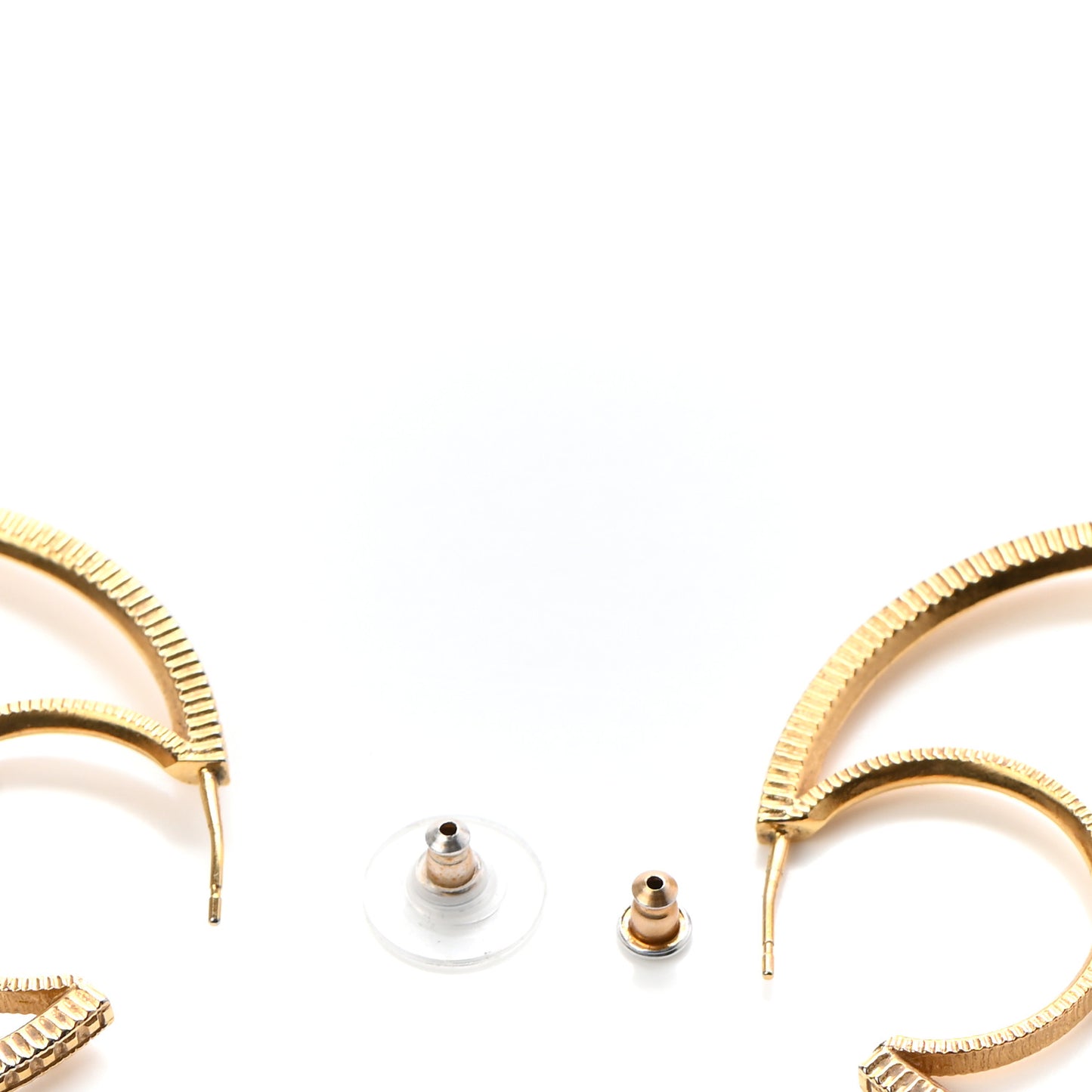 Crystal CC Drop Hoop Earrings Gold
