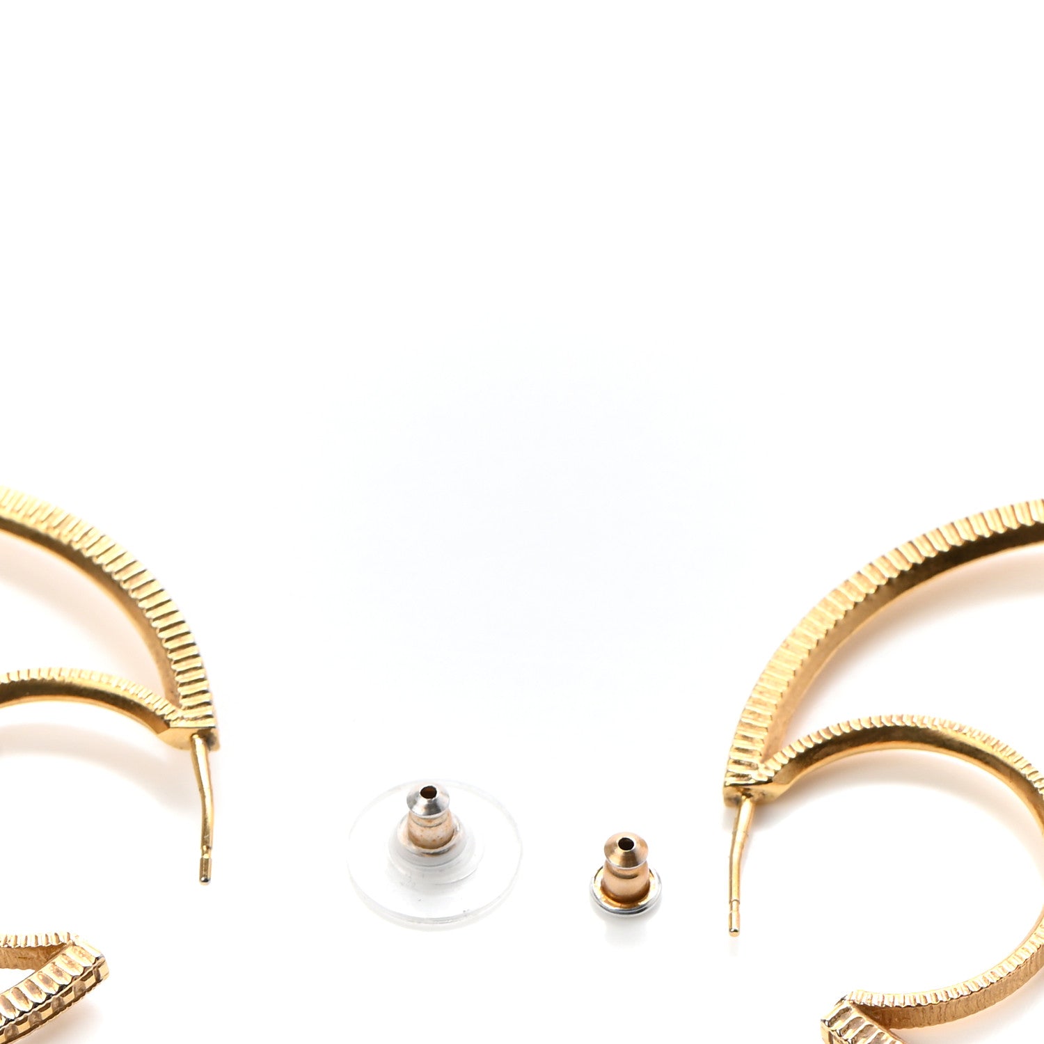 Chanel Crystal CC Drop Hoop Earrings Gold 3 of 5