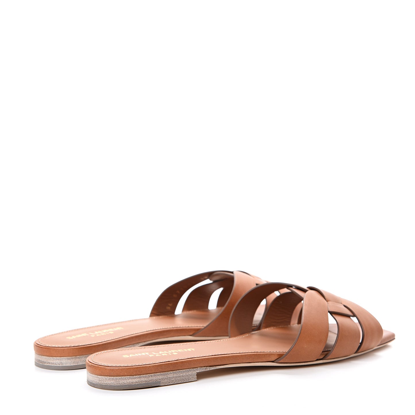 Calfskin Tribute 05 Slide Sandals 39.5 Amber
