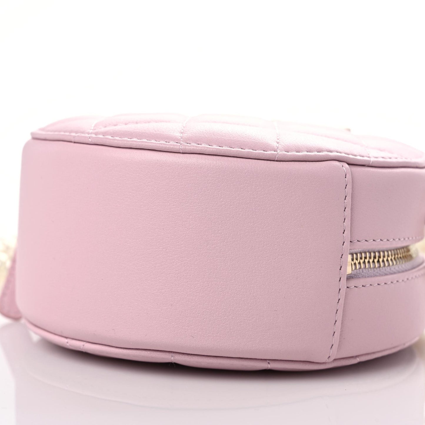 Calfskin Quilted Pearl Round Clutch With Chain Light Pink