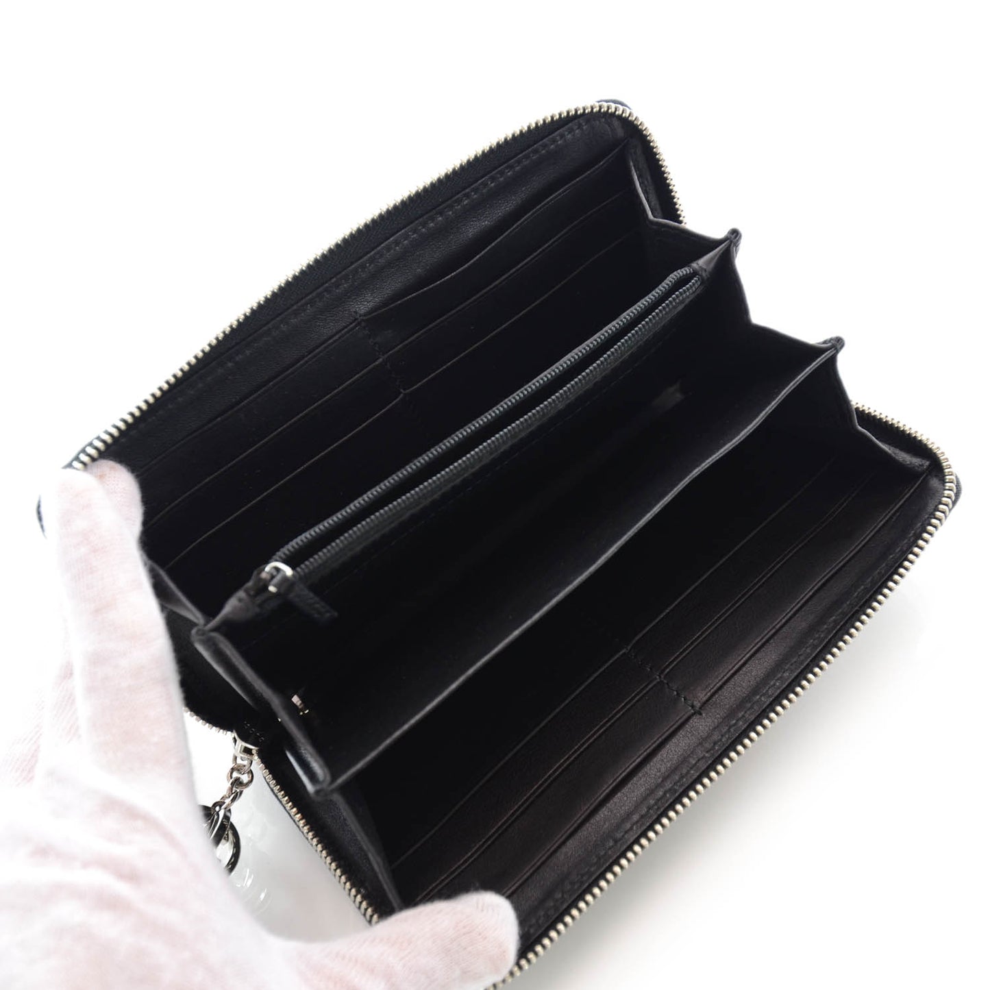 Guccissima Large Twins Zip Around Wallet Black