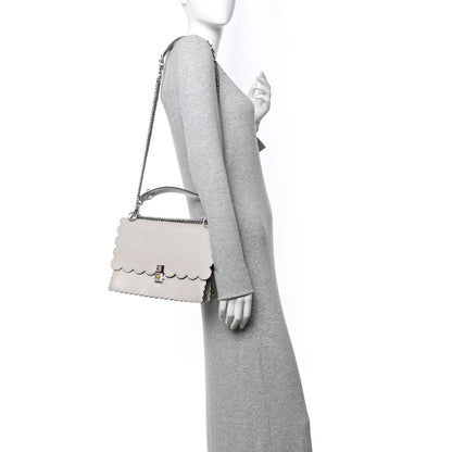 Fendi Vitello Liberty Scalloped Studded Kan I Shoulder Bag Grigio Polvere 2 of 13
