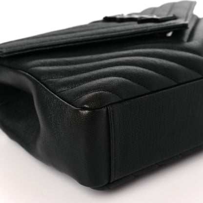 Saint Laurent Sheepskin Matelasse Chevron Monogram Monochrome Medium College Bag Black 8 of 9