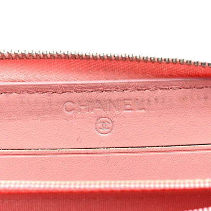 Chanel Caviar Quilted Medium Stripe Filigree Zip Around Wallet Pink White 6 of 8