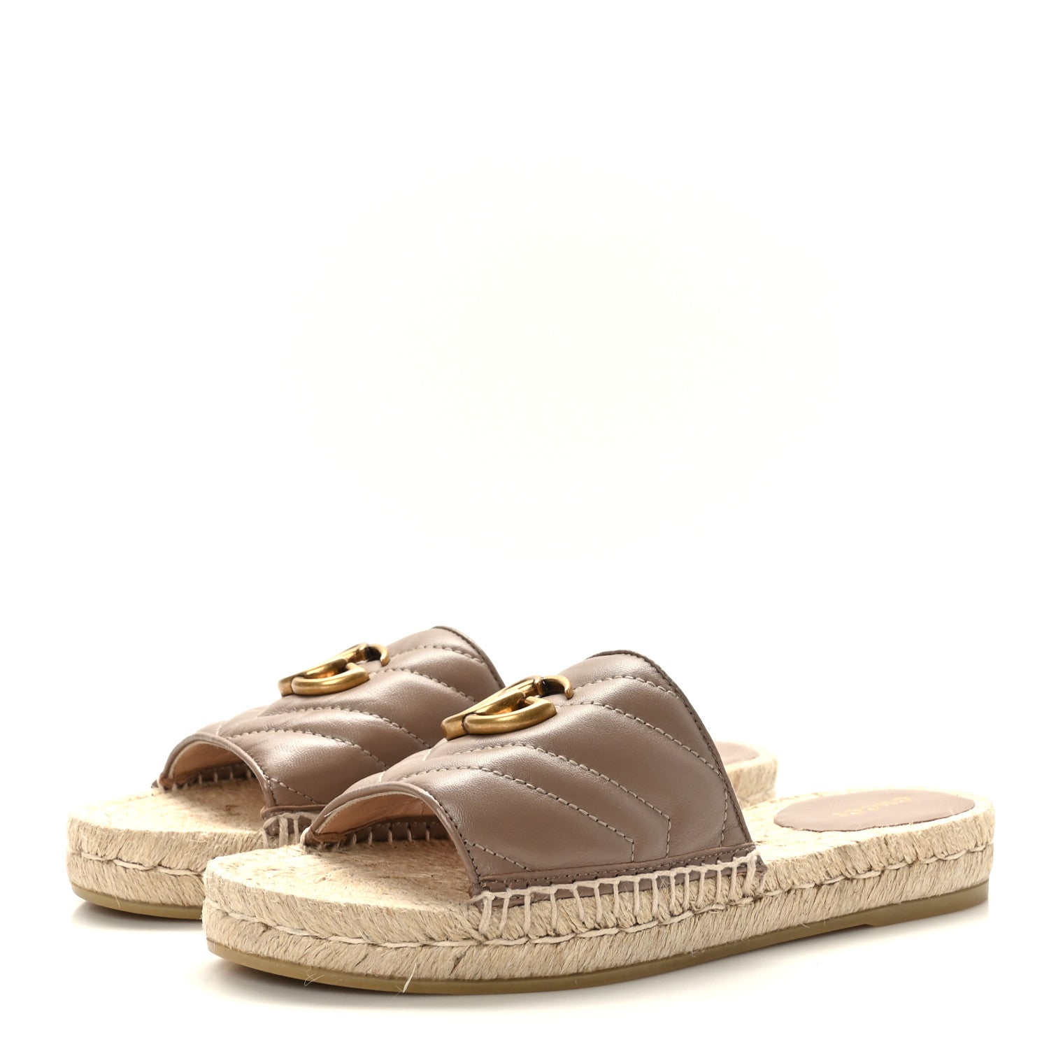 Gucci Nappa Matelasse GG Marmont Espadrille Slide Sandals 37.5 Porcelain Rose 3 of 8
