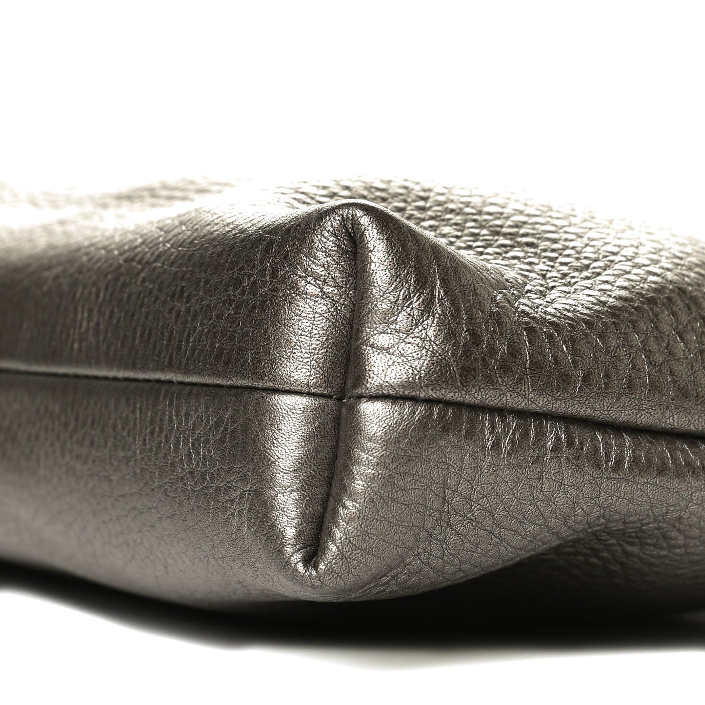 Metallic Pebbled Calfskin Tassel Clutch Pewter