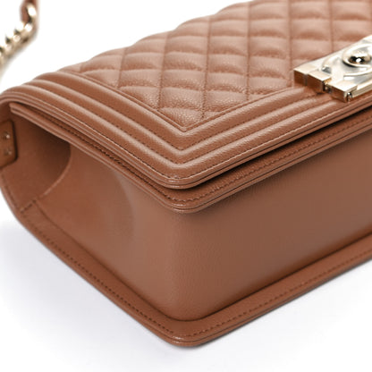 Chanel Caviar Quilted Medium Boy Flap Light Brown 11 of 12