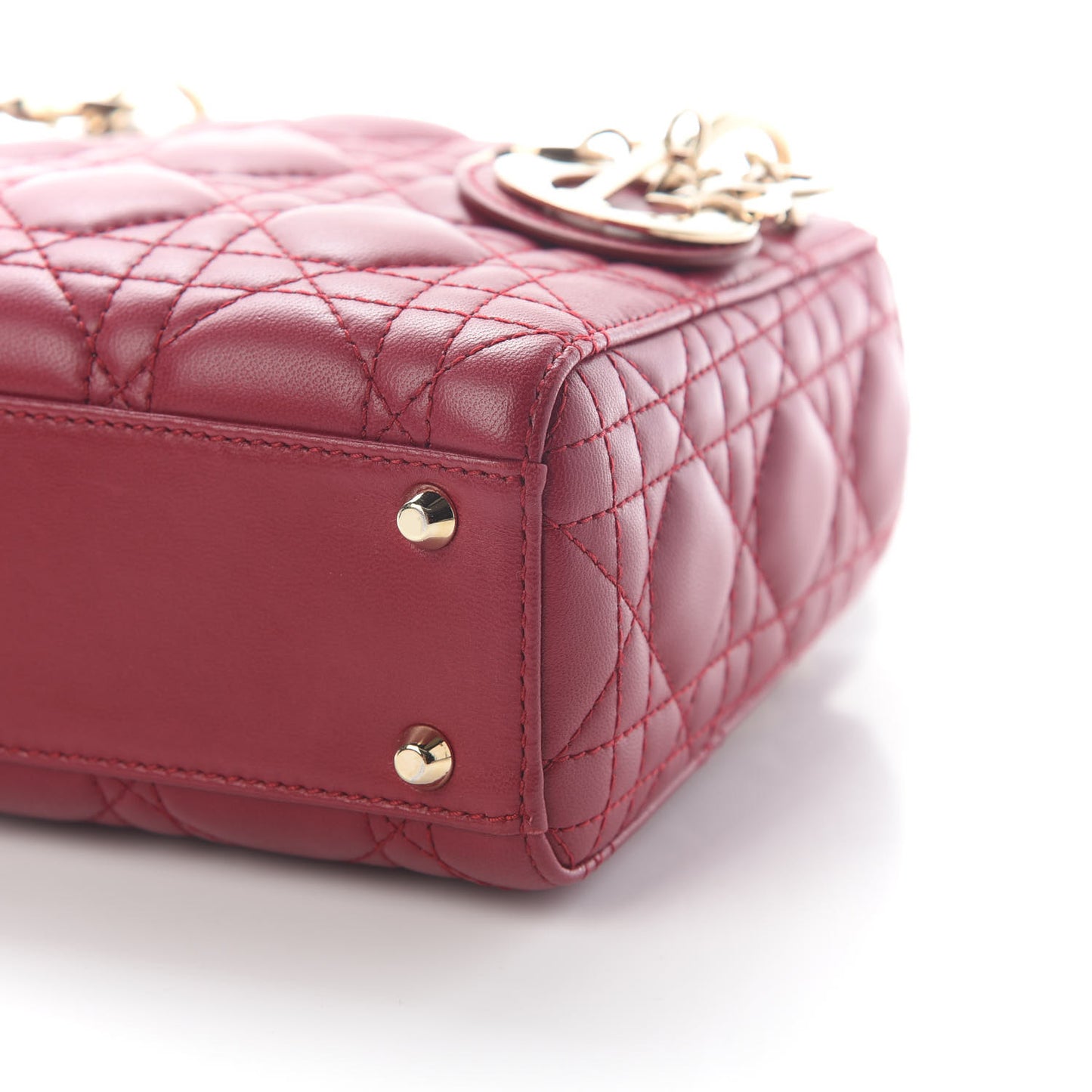 Lambskin Cannage Mini Lady Dior Burgundy