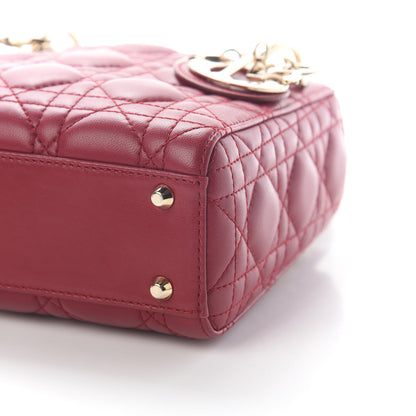 Christian Dior Lambskin Cannage Mini Lady Dior Burgundy 8 of 8