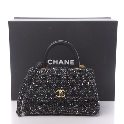 Chanel Tweed Sequin Mini Coco Handle Flap Black 11 of 11