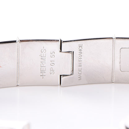 Hermes Enamel Printed Narrow Balades Equestres Positif Negatif Hinged Bracelet M Black 5 of 5