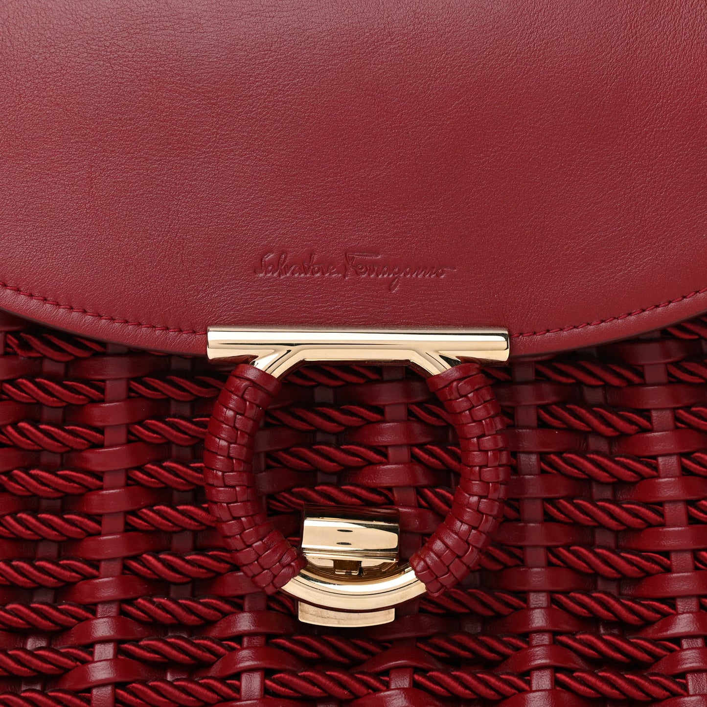 Calfskin Woven Margot Top Handle Satchel Carmine