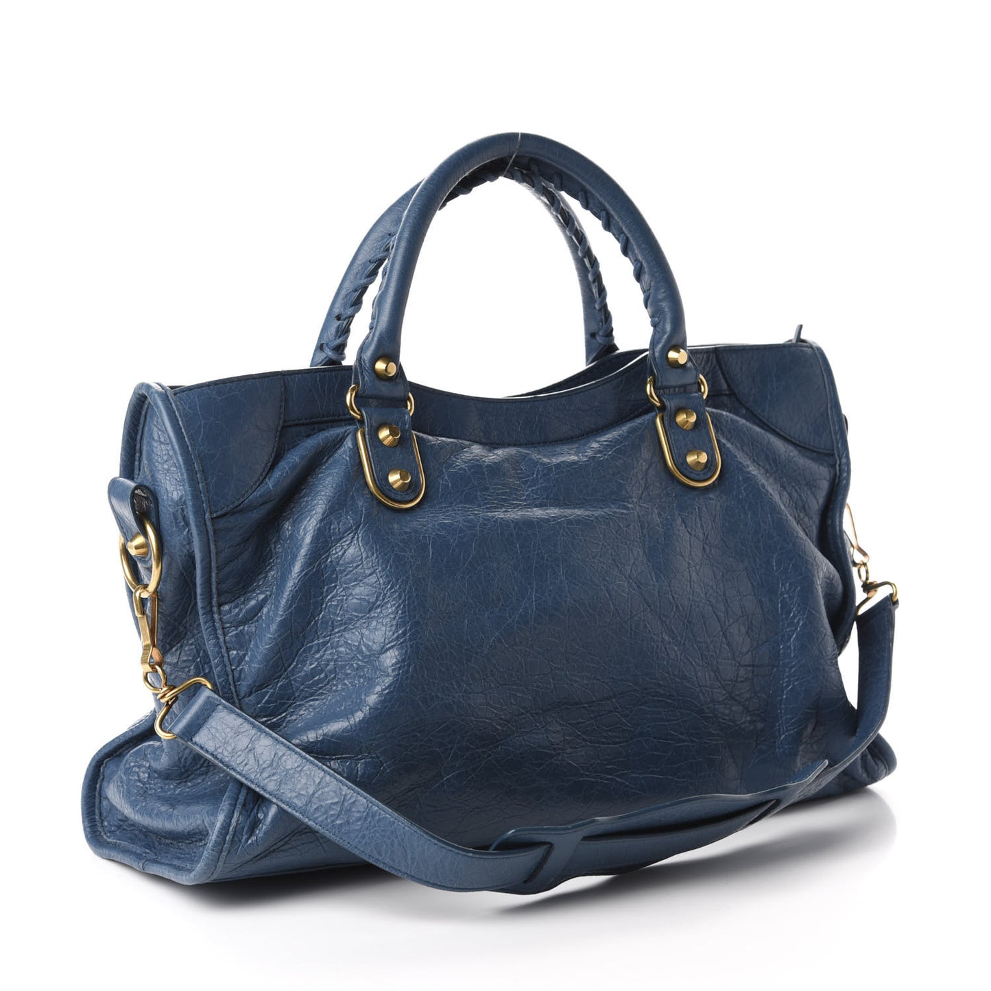 Agneau Arena Gold Hardware Metallic Edge City Bleu Abysse
