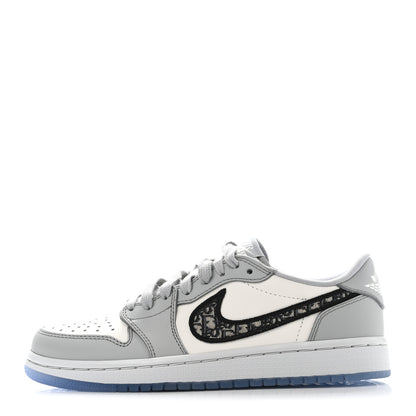 Christian Dior X Nike Air Jordan Calfskin Mens Oblique Low Sneakers 38.5 Beige White 1 of 11