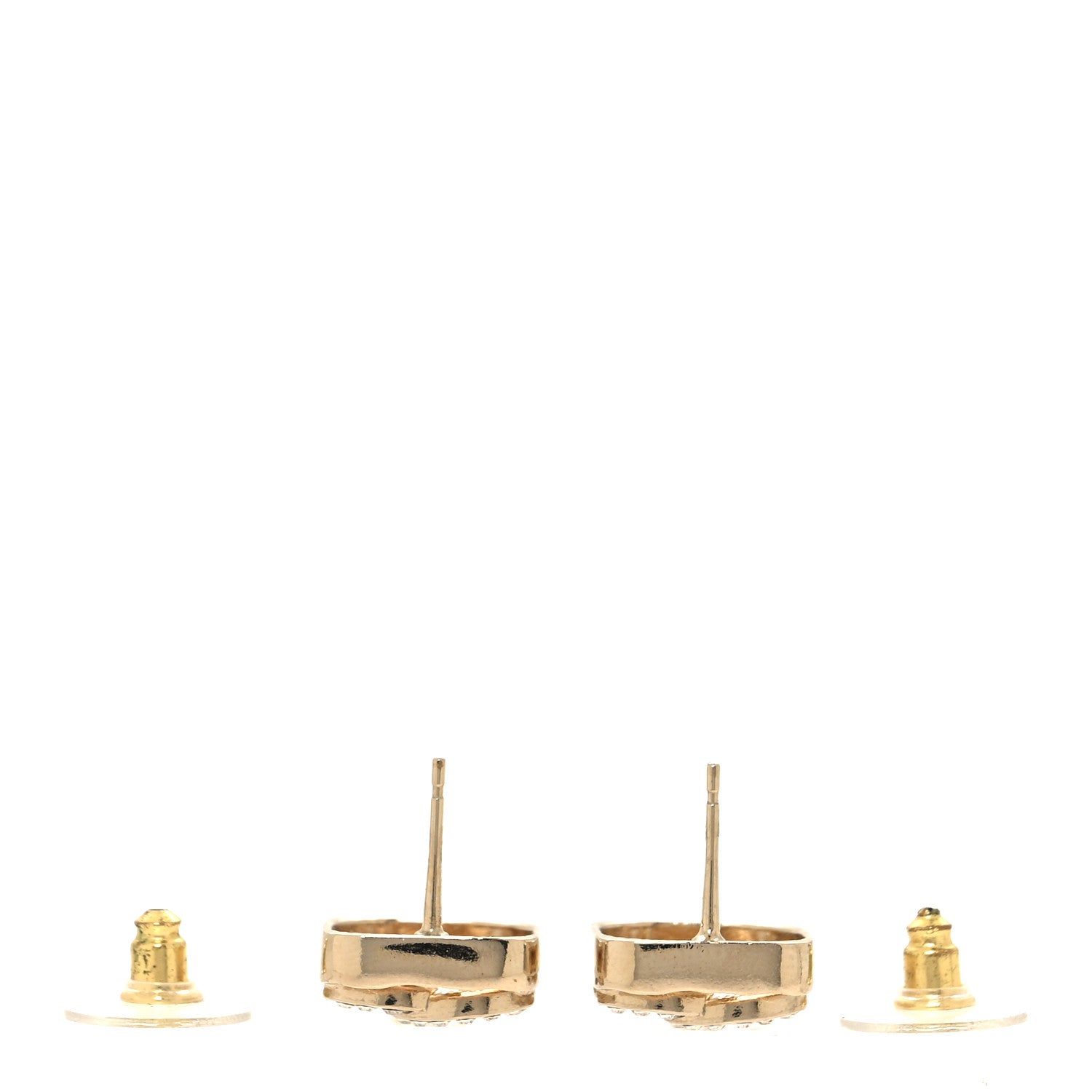 Chanel Crystal Square CC Earrings Gold 3 of 5