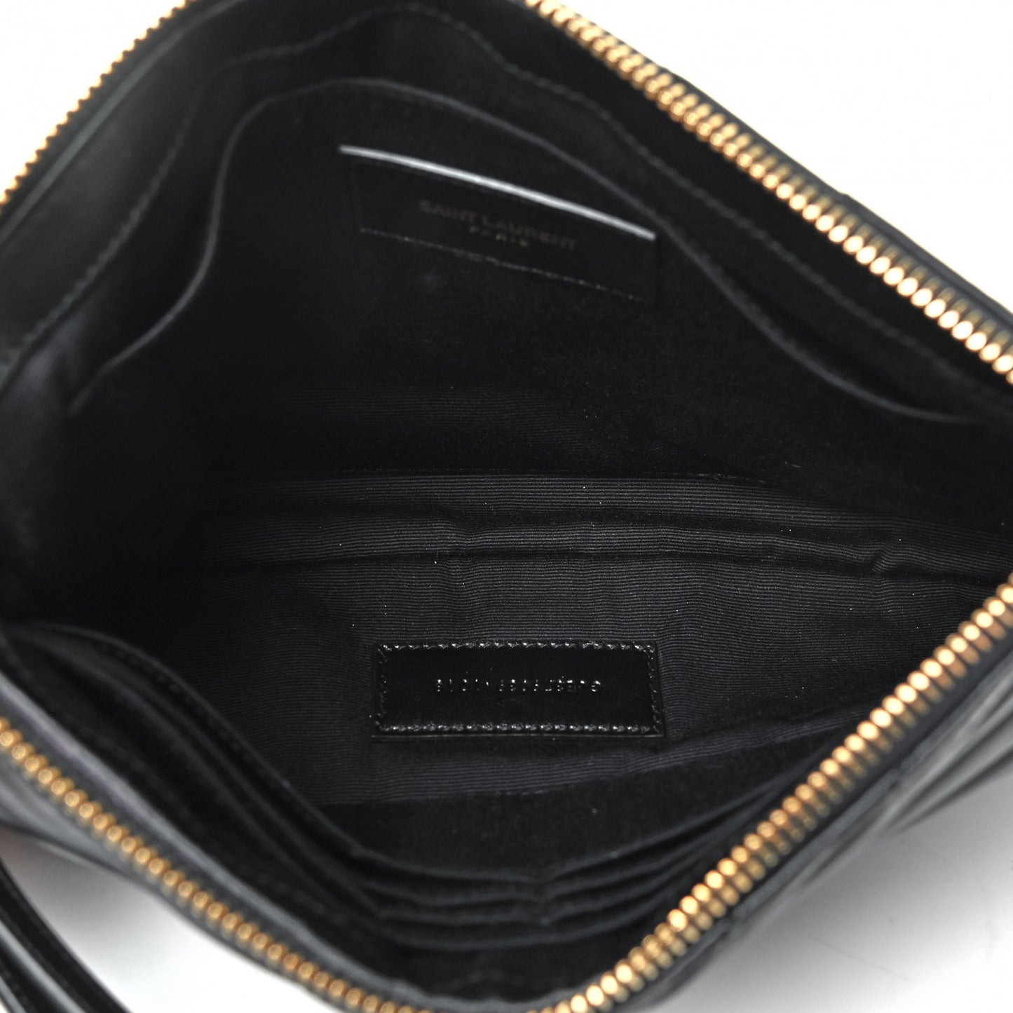 Calfskin Matelasse Chevron Monogram A5 Wristlet Black