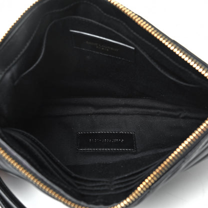 Saint Laurent Calfskin Matelasse Chevron Monogram A5 Wristlet Black 4 of 4