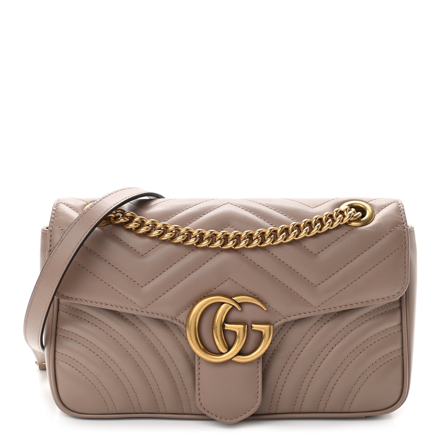 Gucci Calfskin Matelasse Small GG Marmont Shoulder Bag Porcelain Rose 1 of 10