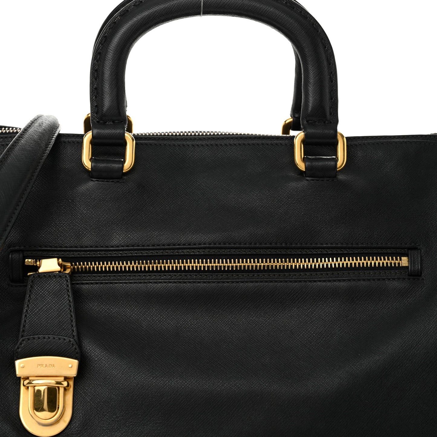 Saffiano Tessuto Nylon Satchel Black
