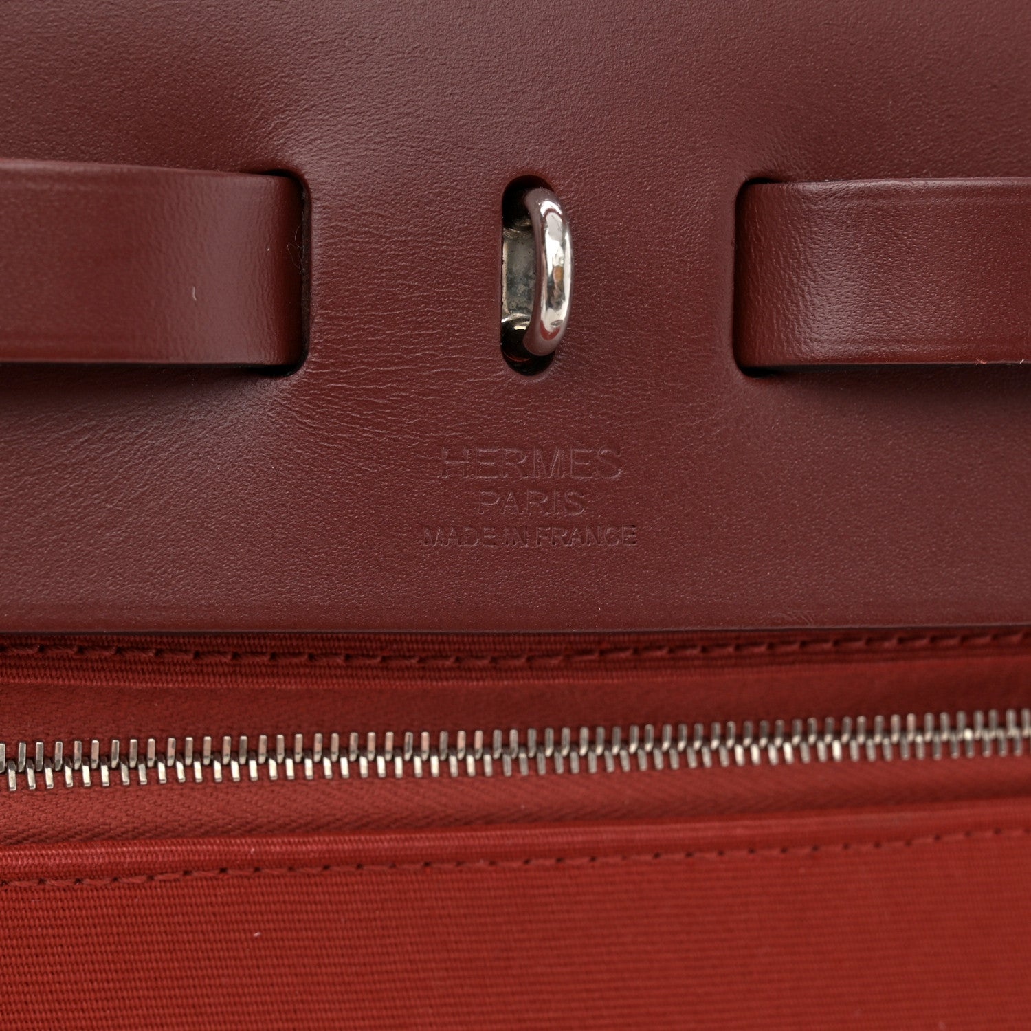 Hermes Vache Hunter Toile Herbag Zip 31 PM Rouge H Brique 7 of 13