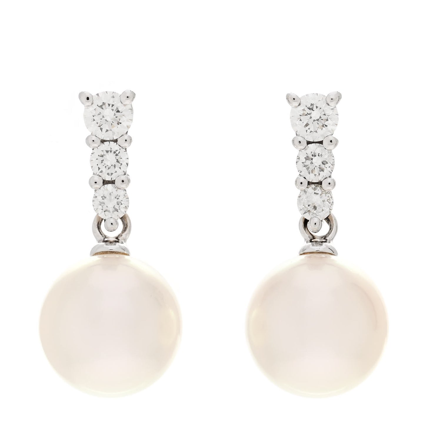 18K White Gold Diamond Akoya Pearl 8mm Morning Dew Earrings