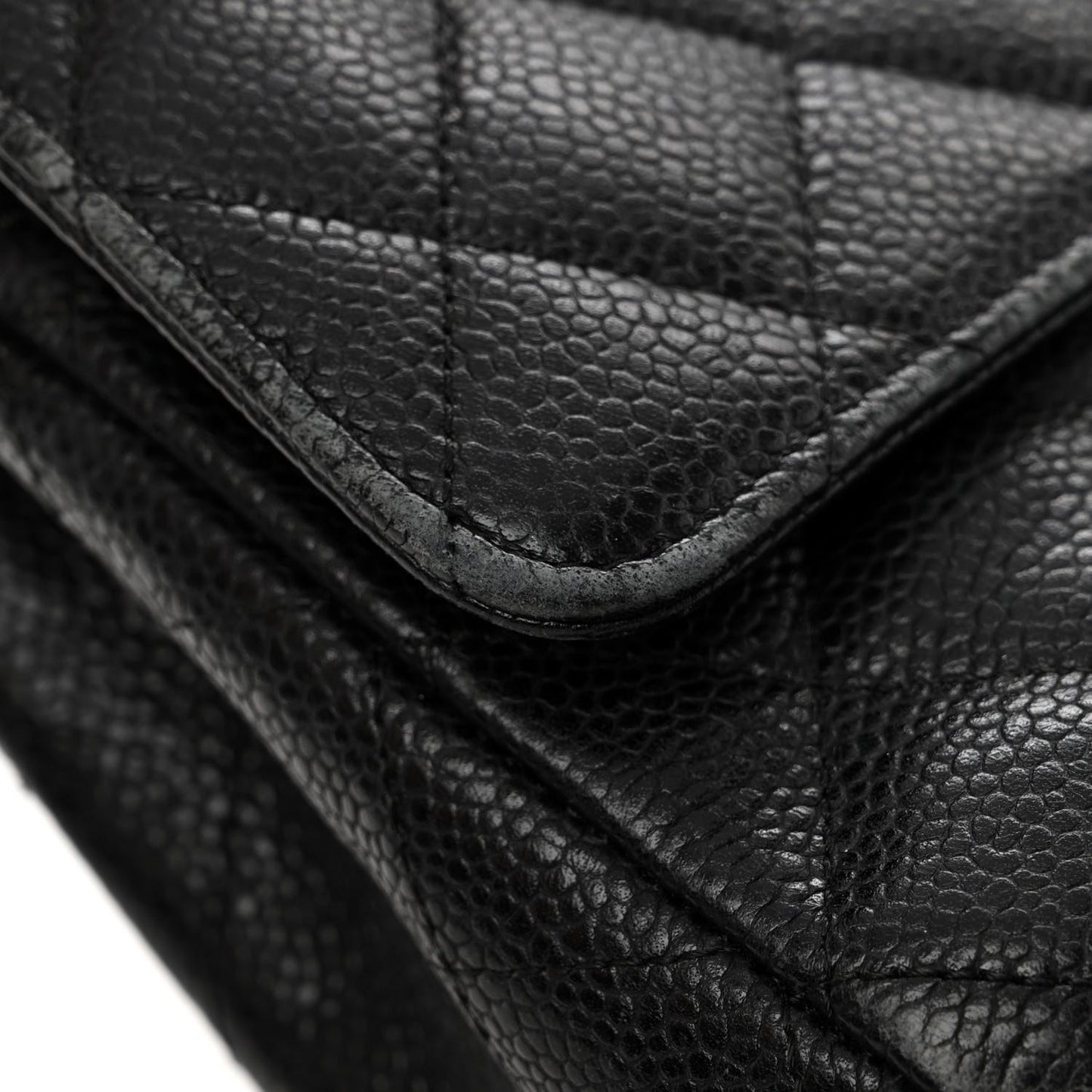 Caviar Quilted Medium Double Flap Black