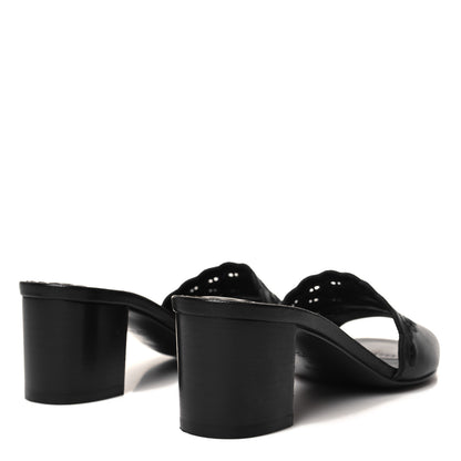 Hermes Lambskin Embroidered Gwladys Sandals 38 Black 4 of 9