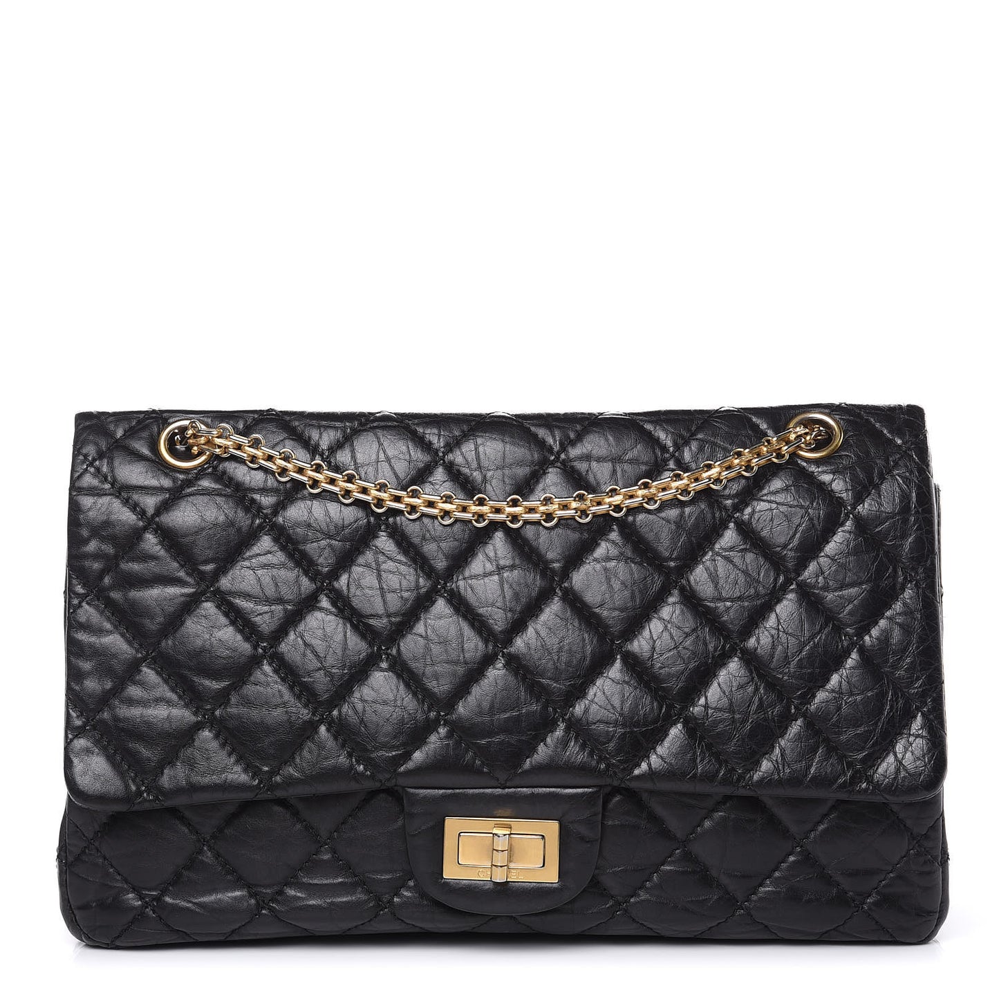 Aged Calfskin Quilted 2.55 Reissue 227 Flap Black