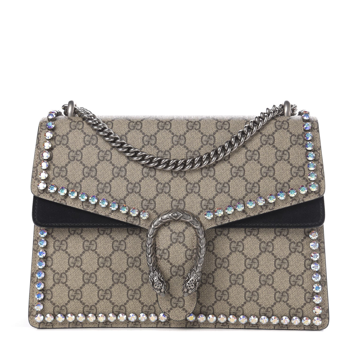 Gucci GG Supreme Monogram Crystal Medium Dionysus Shoulder Bag Black 1 of 10