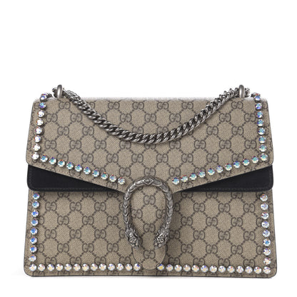 Gucci GG Supreme Monogram Crystal Medium Dionysus Shoulder Bag Black 1 of 10