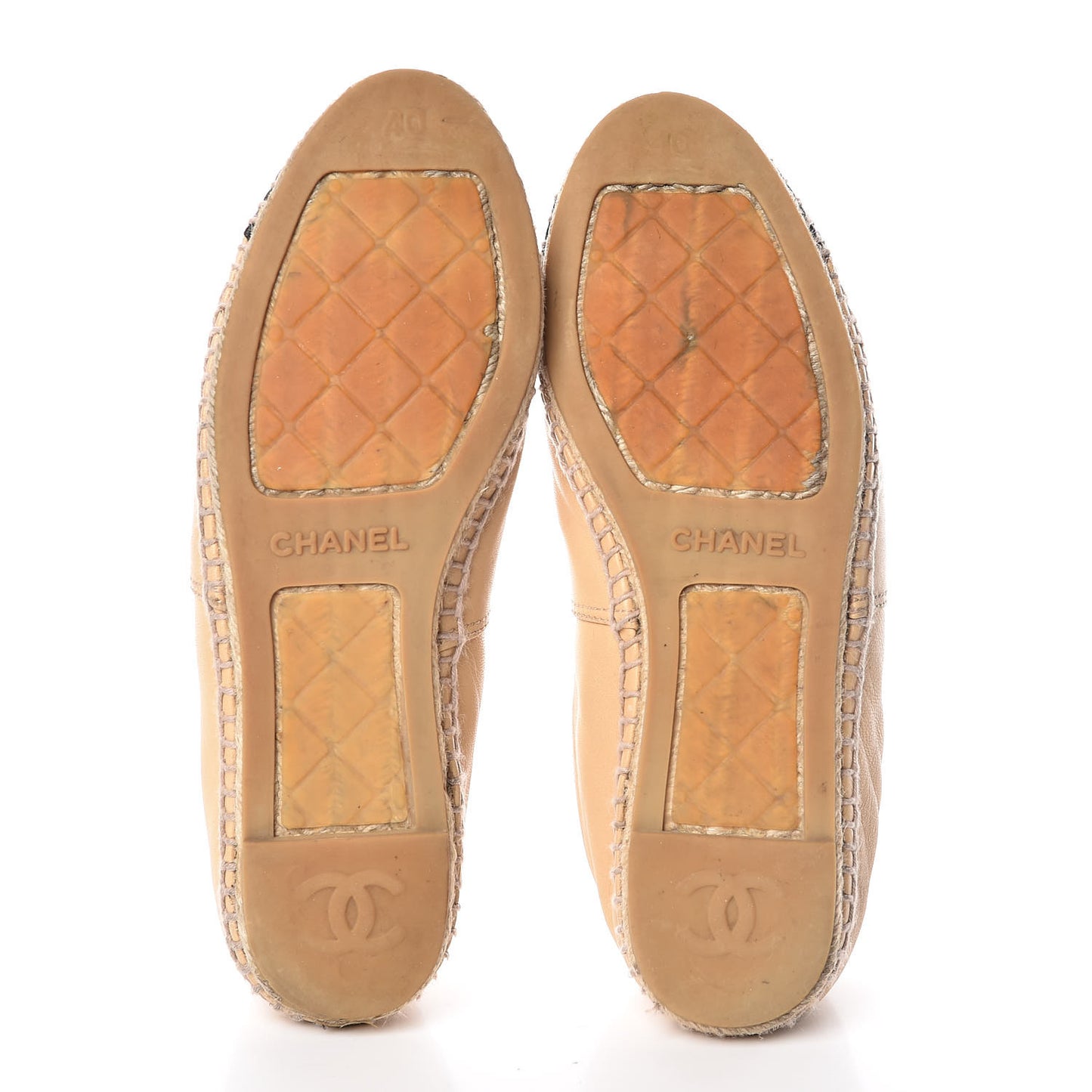 Lambskin CC Espadrilles 40 Beige Black