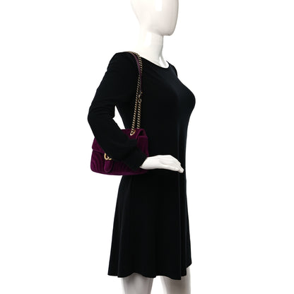 Gucci Velvet Matelasse Small GG Marmont Shoulder Bag Fuchsia Violet Cyclamen 2 of 9