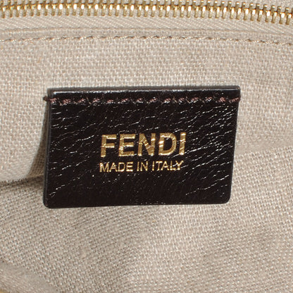 Fendi Pequin Cuoio Vegetale Large Hobo Tobacco Black Cuoio 6 of 8