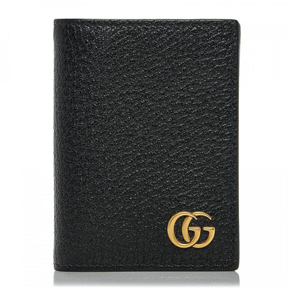 Gucci Calfskin Boar Effect GG Marmont Card Case Black 1 of 6