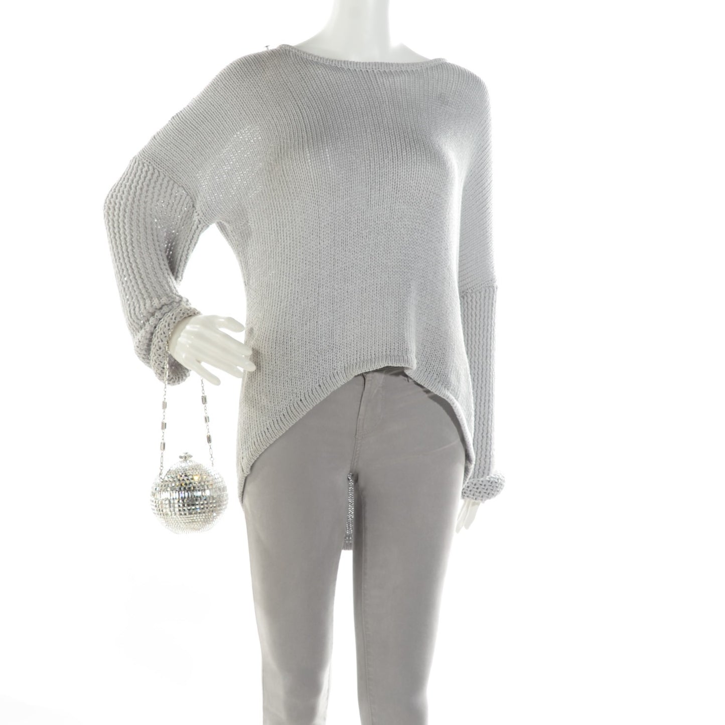 Swarovski Crystal Disco Ball Minaudiere Clutch Silver