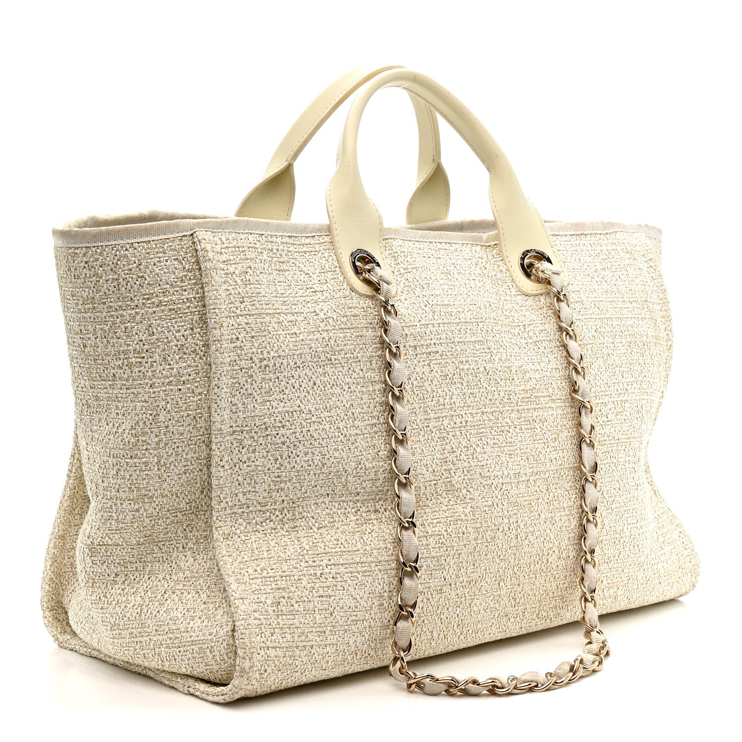 Chanel Lurex Boucle Medium Deauville Tote White 3 of 15