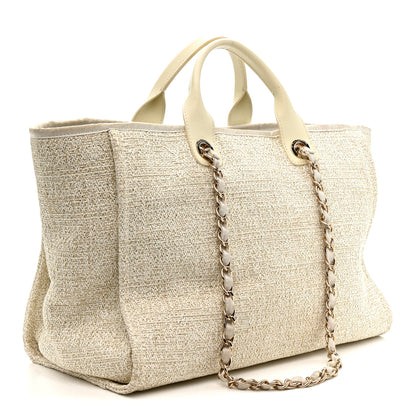 Chanel Lurex Boucle Medium Deauville Tote White 3 of 15