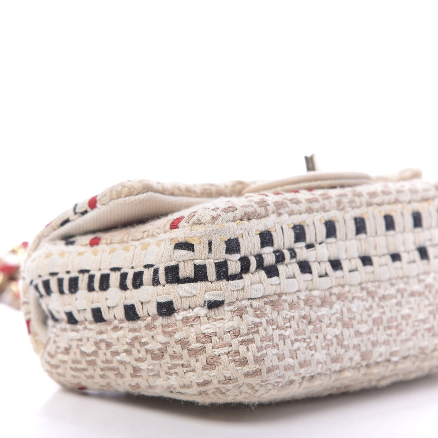 Cotton Raffia Lambskin Woven Mini Rectangular Flap Beige Red Black