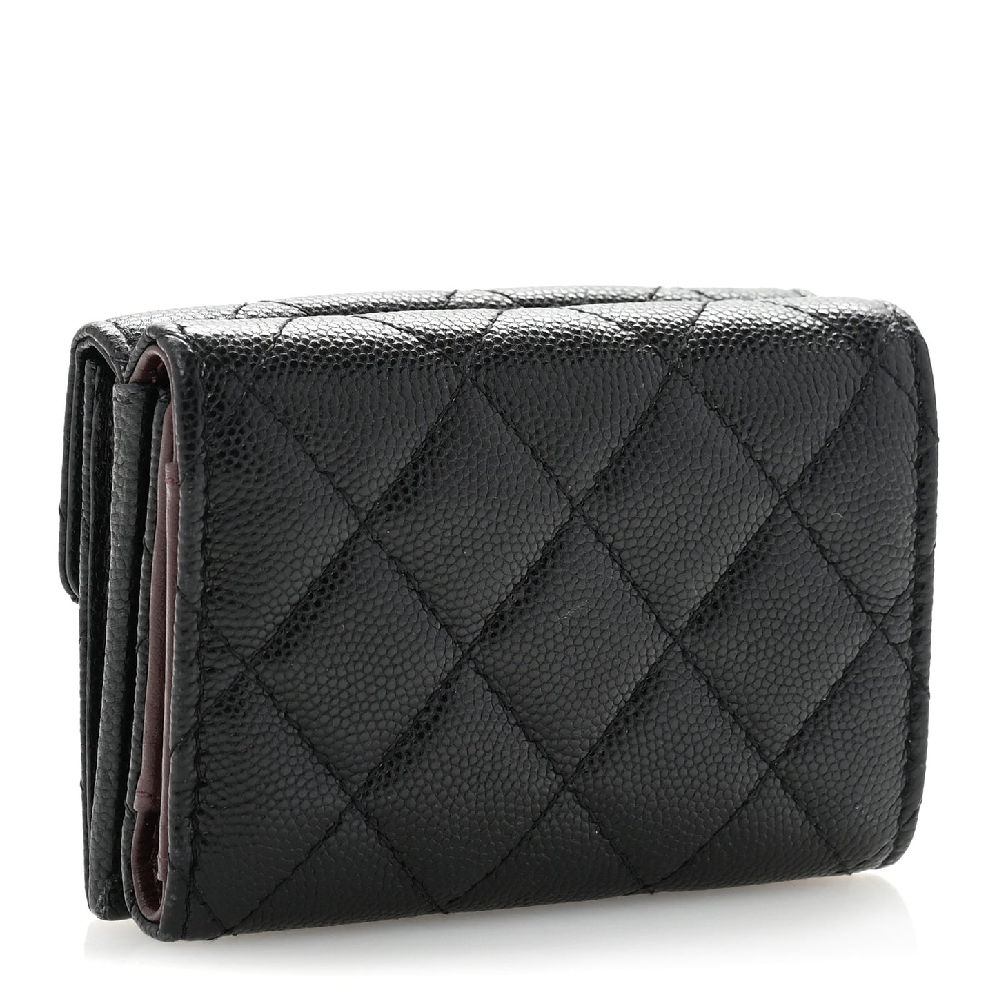 Caviar Quilted Double Flap Wallet Black